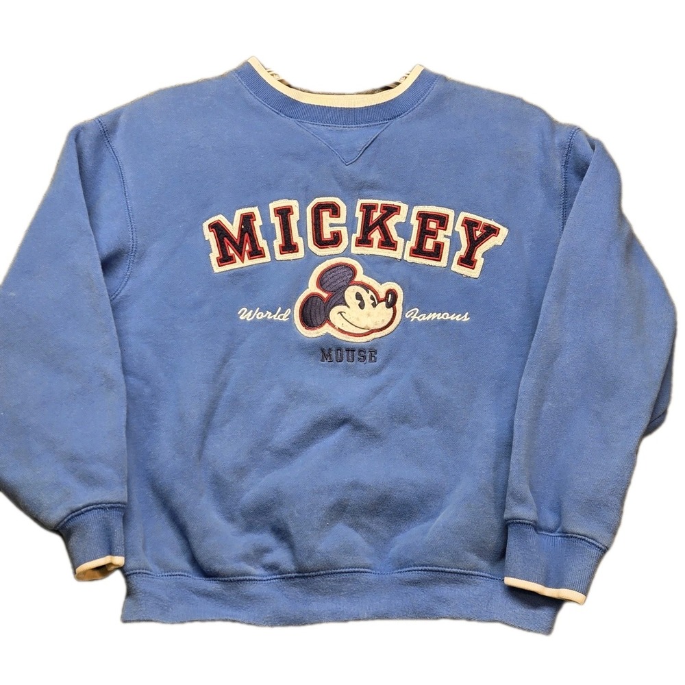 Walt Disney World Kids Mickey Mouse‎ Sweatshirt Youth Large Blue Spellout